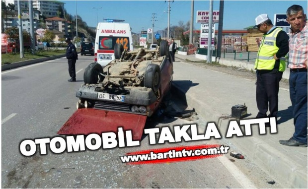 bartın kaza, otomobil takla attı,