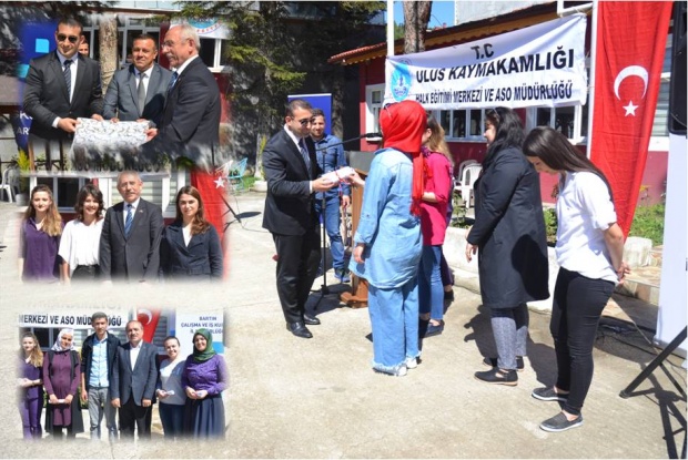 ulus halk eğitim merkezi, kubilay kocamanel, halk eğitim kursu, hasta kabul işlemleri kursu, iş kur, ulus belediye başkanı hasan hüseyin uzun, ulus kaymakamı recep hasar, ulus ilçe milli eğitim müdürü levent ok, iş kur müdürü adnan arslan,