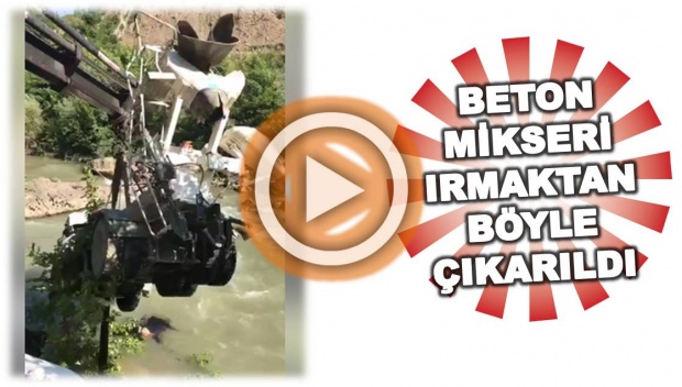 beton mikseri, ırmağa devrilen beton mikseri, devrilen beton mikseri, 